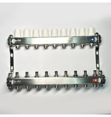 Коллекторная группа STOUT 1 x 9 выходов 3/4 EK с балансировочными клапанами из нержавеющей стали 506270
