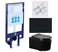 Комплект инсталляции 4 в 1 AQUATEK МИЯ-MB-017 (рама INS-0000020, крепеж KKI-0000002, клавиша KDI-0000017, унитаз AQ2004-MB soft-close) INS-0000020/KKI-0000002/KDI-0000017/AQ2004-MB