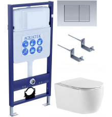 Комплект инсталляции с унитазом AQUATEK ЕВРОПА cmp011 (рама INS-0000012, клавиша KDI-0000011, унитаз AQ1106-00) ЕВРОПА cmp011