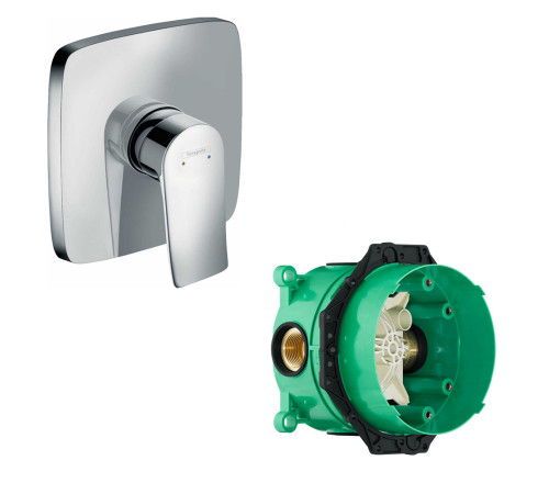 Комплект смеситель для душа Hansgrohe Metris и скрытая часть iBox universal 31456000/01800180