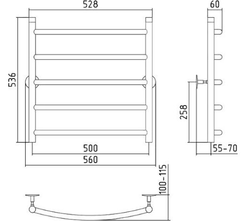 Полотенцесушитель водяной Стилье Универсал-50 56x53.6 см 00650-6050