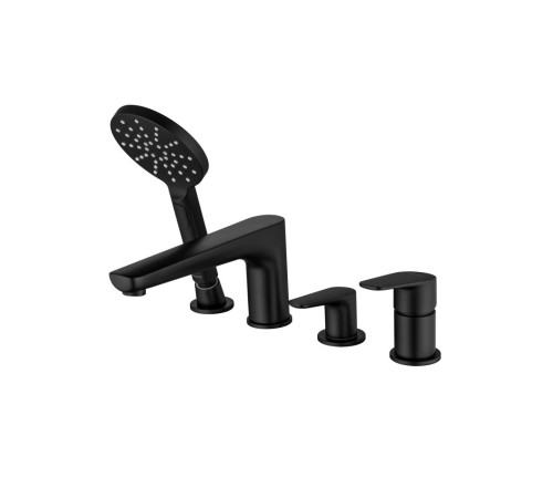 Смеситель на борт ванны Aquanet Бетта на 4 отверстия матовый черный AQ1148MB