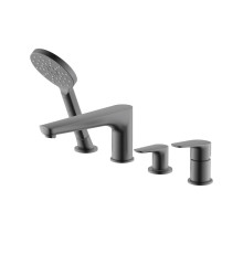 Смеситель на борт ванны Aquanet Бетта на 4 отверстия оружейная сталь AQ1148BGM