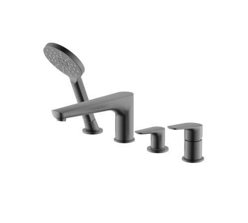 Смеситель на борт ванны Aquanet Бетта на 4 отверстия оружейная сталь AQ1148BGM