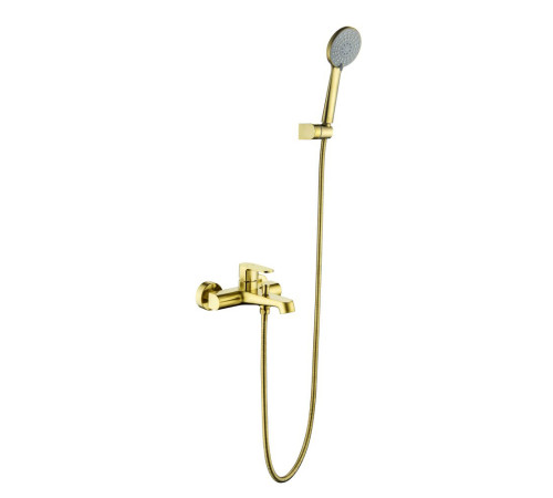 Смеситель для ванны Aquanet Oberon с душевым набором 3jet шлифованное золото AQ1249BG