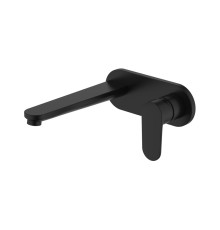 Смеситель для раковины Aquanet Ника настенный скрытого монтажа матовый черный AQ1813MB