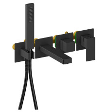 Смеситель для ванны Aquanet Libra встраиваемый комплект черный матовый AQ1644MB