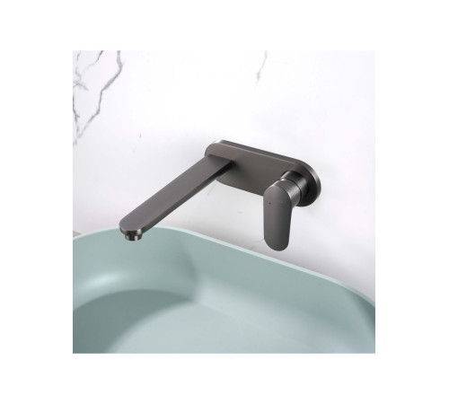 Смеситель для раковины Aquanet Ника настенный скрытого монтажа оружейная сталь AQ1813BGM