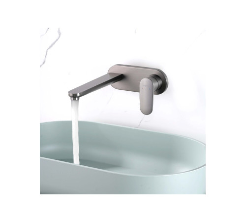 Смеситель для раковины Aquanet Ника настенный скрытого монтажа оружейная сталь AQ1813BGM