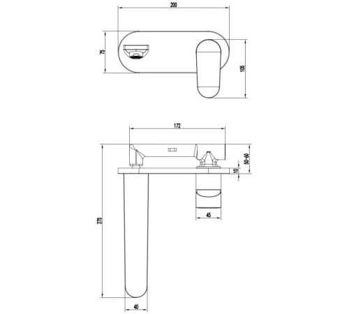 Смеситель для раковины Aquanet Ника настенный скрытого монтажа хром AQ1813CR