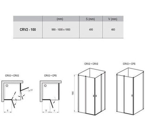 Душевая дверь RAVAK Chrome CRV2-100 блестящий Transparent 1QVA0C00Z1