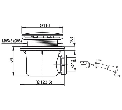 Сифон для душевого поддона RAVAK Professional 90 хром X01309