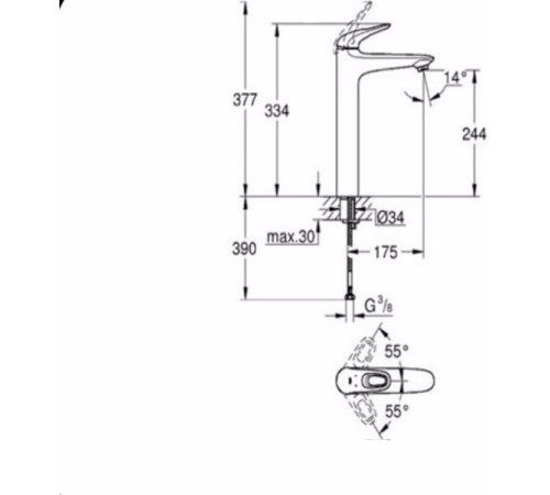 Смеситель для раковины GROHE Eurostyle XL-Size свободностоящий хром 23570003