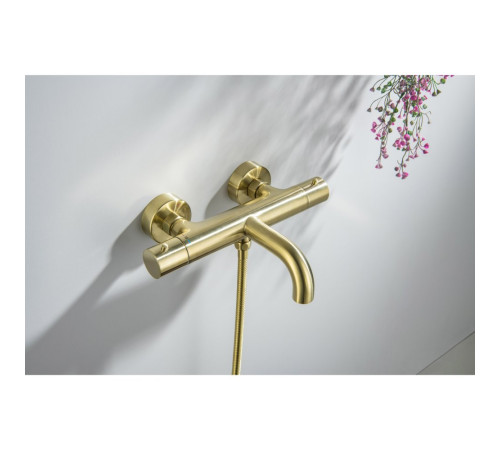Смеситель для ванны термостатический Aquanet Европа шлифованное золото AQ1343BG