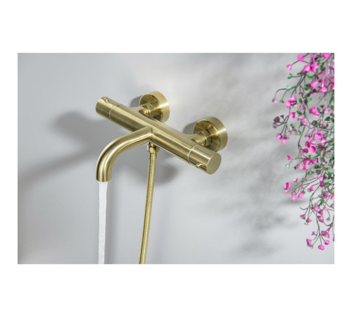 Смеситель для ванны термостатический Aquanet Европа шлифованное золото AQ1343BG