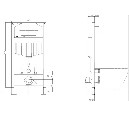 Инсталляция для подвесного унитаза Aquatek Duos 50 со звукоизоляционной прокладкой INS-0000023
