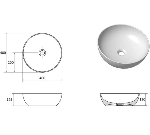 Умывальник RAVAK Uni 400 B Slim 400x400 мм керамический белый XJX01140003