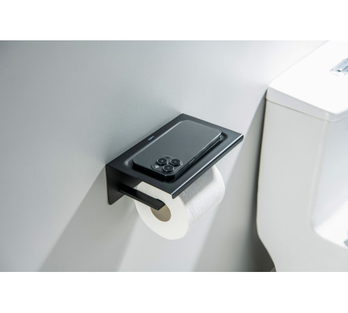 Держатель туалетной бумаги с полкой Aquatek Libra матовый черный AQ4309MB