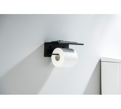 Держатель туалетной бумаги с полкой Aquatek Libra матовый черный AQ4309MB