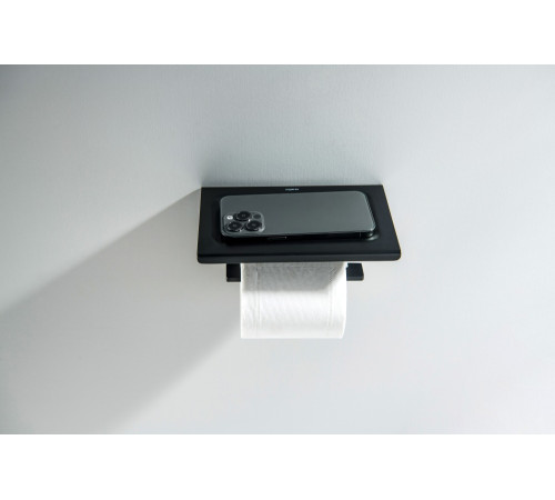 Держатель туалетной бумаги с полкой Aquatek Libra матовый черный AQ4309MB