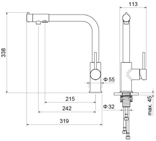 Смеситель для кухни Aquanet Европа под фильтр матовый черный AQ1386MB