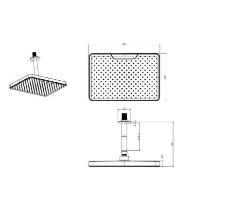Верхний душ Aquanet AQ2071CR прямоугольный потолочный 305х205х25 мм хром AQ2071CR