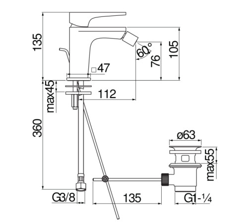 Смеситель для биде Seven матовый черный SE124119/1BM
