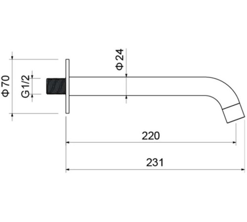 Излив для ванны Aquanet Европа 220 мм матовый черный AQ1341MB
