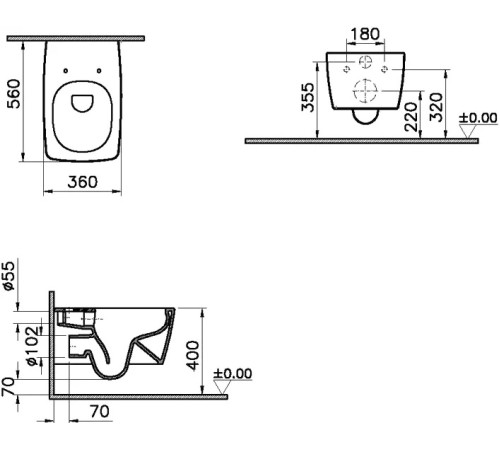 Унитаз подвесной безободковый VitrA Metropole Rim-Ex 7672B003-0075