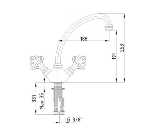 Смеситель для кухни TRES OTTOMAN 191 антик лак 102208003EX