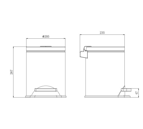 Корзина для мусора с педалью Aquanet Вега 5 л матовый черный AQ4016MB