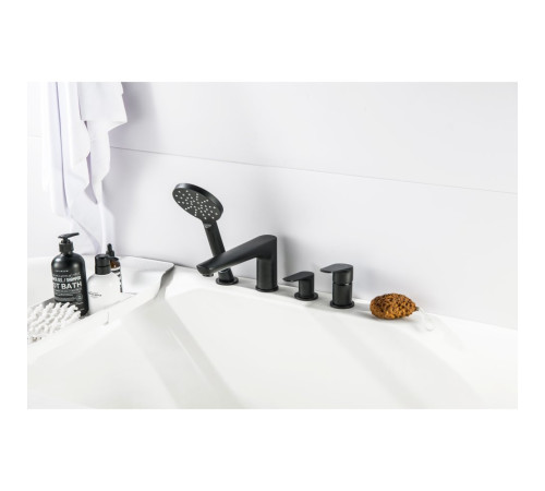 Смеситель на борт ванны Aquanet Бетта на 4 отверстия матовый черный AQ1148MB