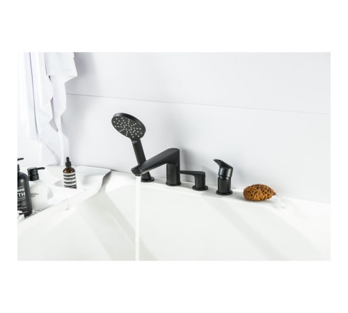 Смеситель на борт ванны Aquanet Бетта на 4 отверстия матовый черный AQ1148MB