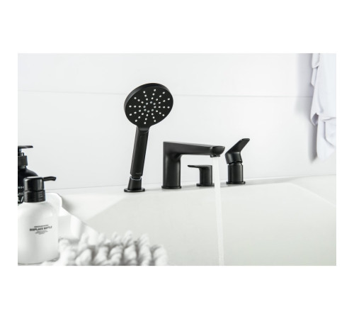 Смеситель на борт ванны Aquanet Бетта на 4 отверстия матовый черный AQ1148MB