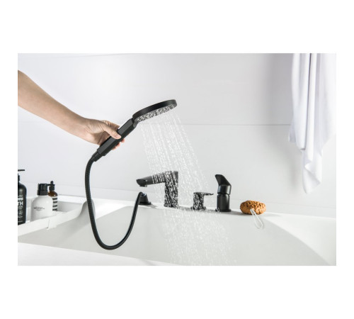 Смеситель на борт ванны Aquanet Бетта на 4 отверстия матовый черный AQ1148MB