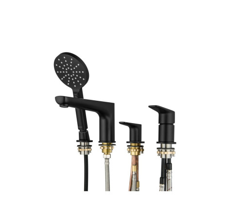 Смеситель на борт ванны Aquanet Бетта на 4 отверстия матовый черный AQ1148MB