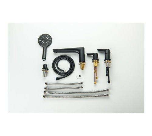 Смеситель на борт ванны Aquanet Бетта на 4 отверстия матовый черный AQ1148MB