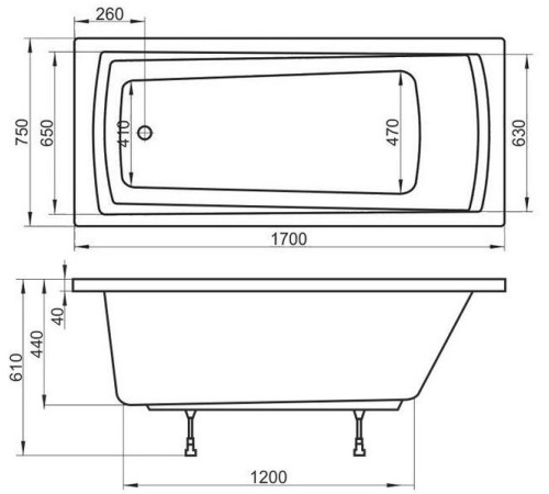 Ванна акриловая RAVAK Domino Plus 170х75 см C631R00000