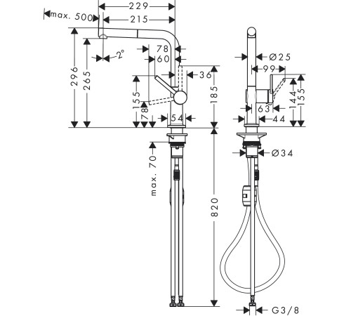 Смеситель для кухни Hansgrohe Talis M54 270 с вытяжным душем матовый черный 72808670