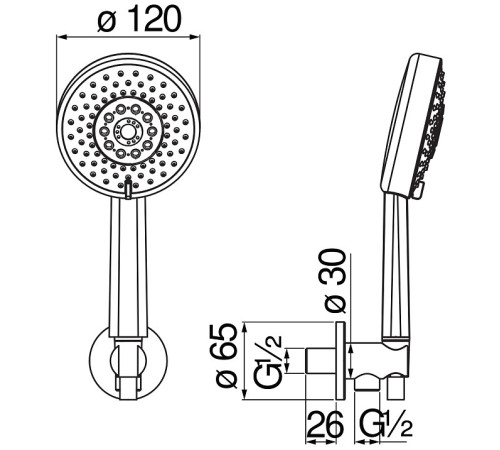 Душевой набор с шланговым подсоединением Nobili AD146/47FLP черный глянцевый