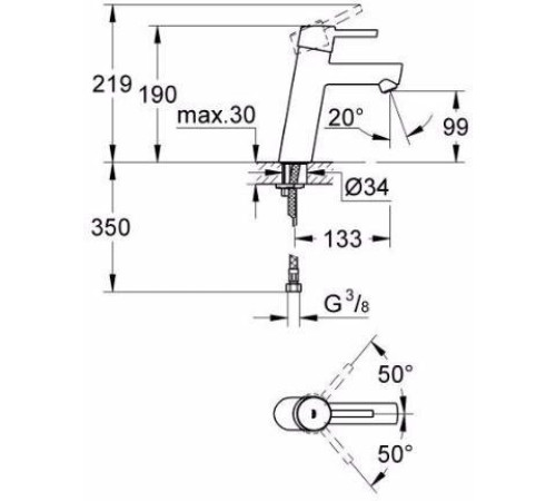 Смеситель для раковины GROHE Concetto M-Size средний излив гладкий корпус хром 23451001