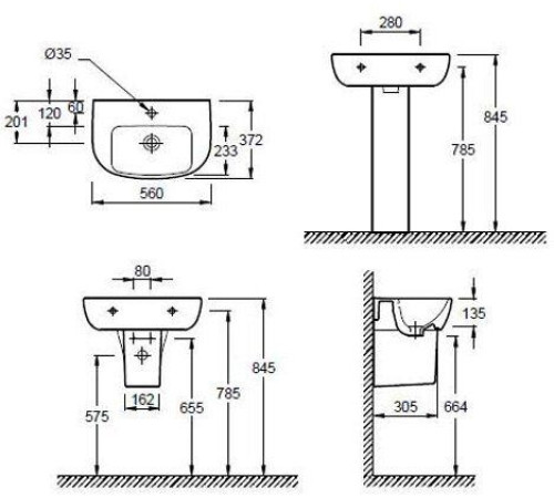 Раковина Jacob Delafon Odeon Up 56x37 см E4755G-00