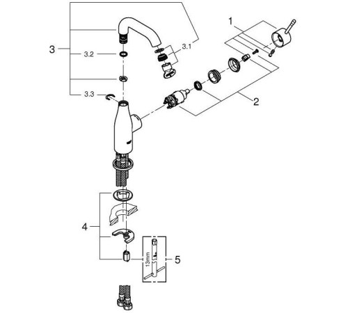 Смеситель для раковины GROHE Essence L-Size U-излив гладкий корпус хром 23463001