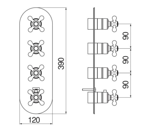 Смеситель термостатический Boheme Grazia на 4 потребителя внешняя часть бронза GRC5104BR