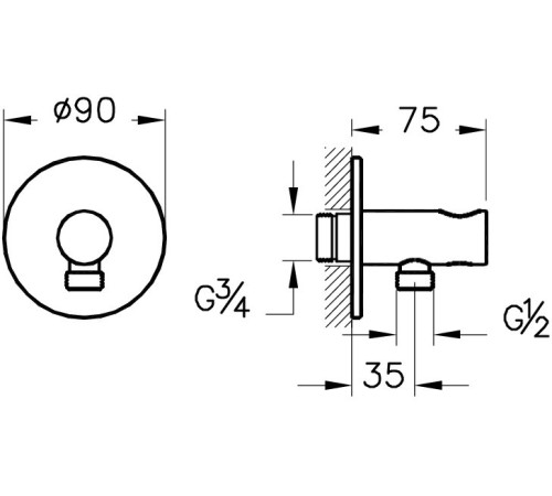 Смеситель с гигиеническим душем VitrA Hygienic встраиваемый на 2 отверстия A49271EXP