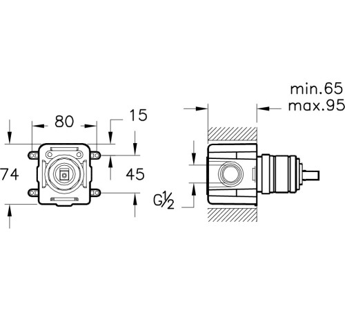 Смеситель с гигиеническим душем VitrA Hygienic встраиваемый на 2 отверстия A49271EXP