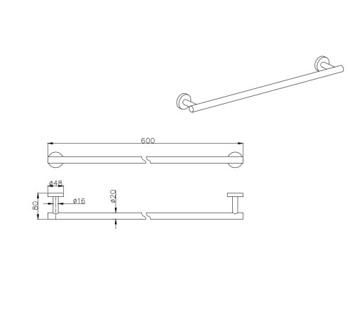 Полотенцедержатель Aquanet Вега матовый черный AQ4014MB