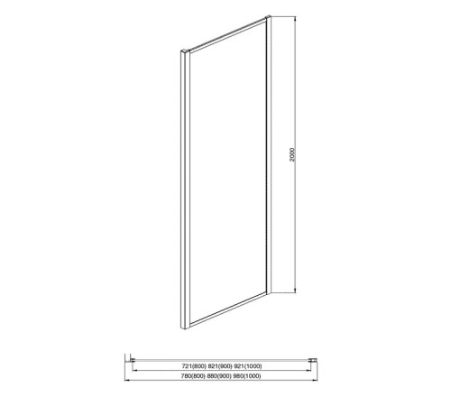 Душевая стенка Aquanet Aria неподвижная 900x2000 мм оружейная сталь прозрачное стекло AQ ARI WA 09020GM