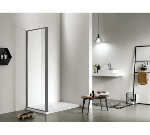 Душевая стенка Aquanet Aria неподвижная 900x2000 мм оружейная сталь прозрачное стекло AQ ARI WA 09020GM