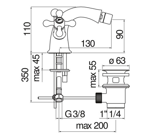 Смеситель для биде Boheme Grazia бронза GRC5119/6BR